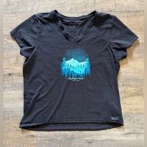Life is good women’s size XL faded black mountain  night graphic crusher t-shirt
